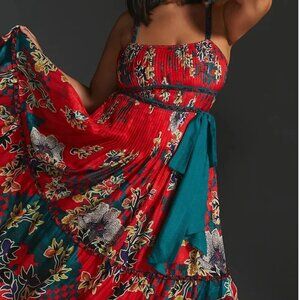 Anthropologie Bhanuni By Jyoti Pleated Floral Maxi Dress